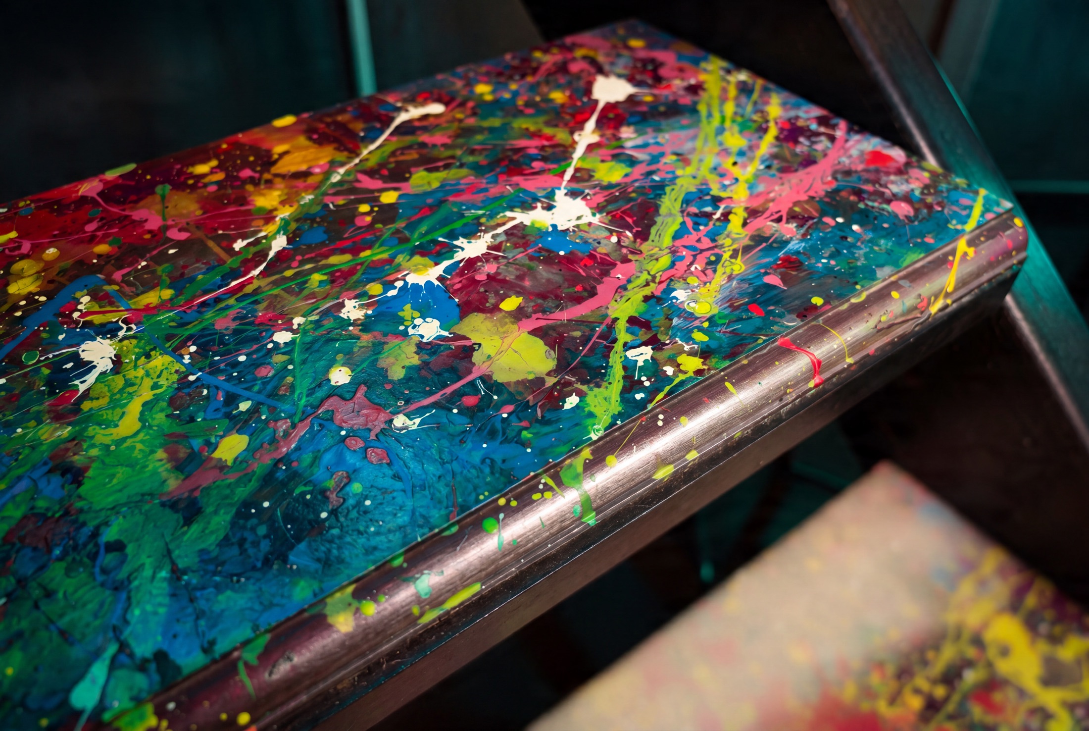 Degraus pintados com respingos vibrantes